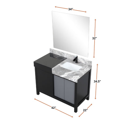 Zilara 42" Black and Grey Vanity Bathroom Vanity - Shop at Home Craft Studio - 8