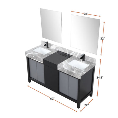 Zilara 60" Black and Grey Double Vanity Bathroom Vanity - Shop at Home Craft Studio - 7