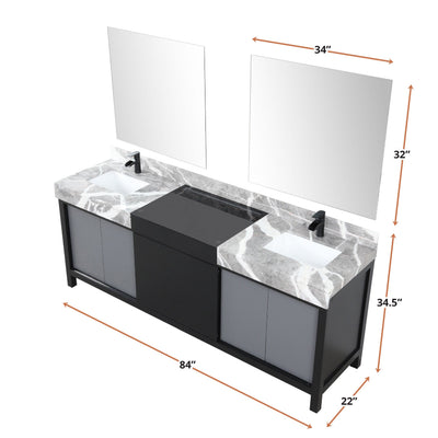 Zilara 84" Black and Grey Double Vanity Bathroom Vanity - Shop at Home Craft Studio - 4