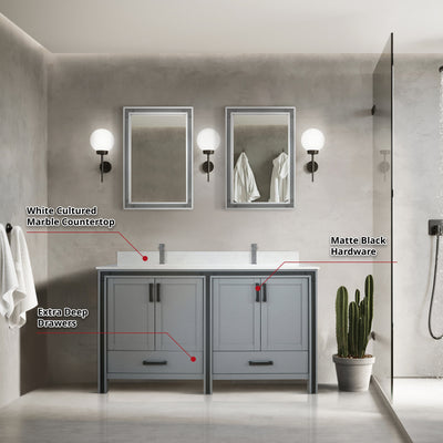 Ziva 60" x 22" Double Bath Vanity Bathroom Vanity - Shop at Home Craft Studio - 8