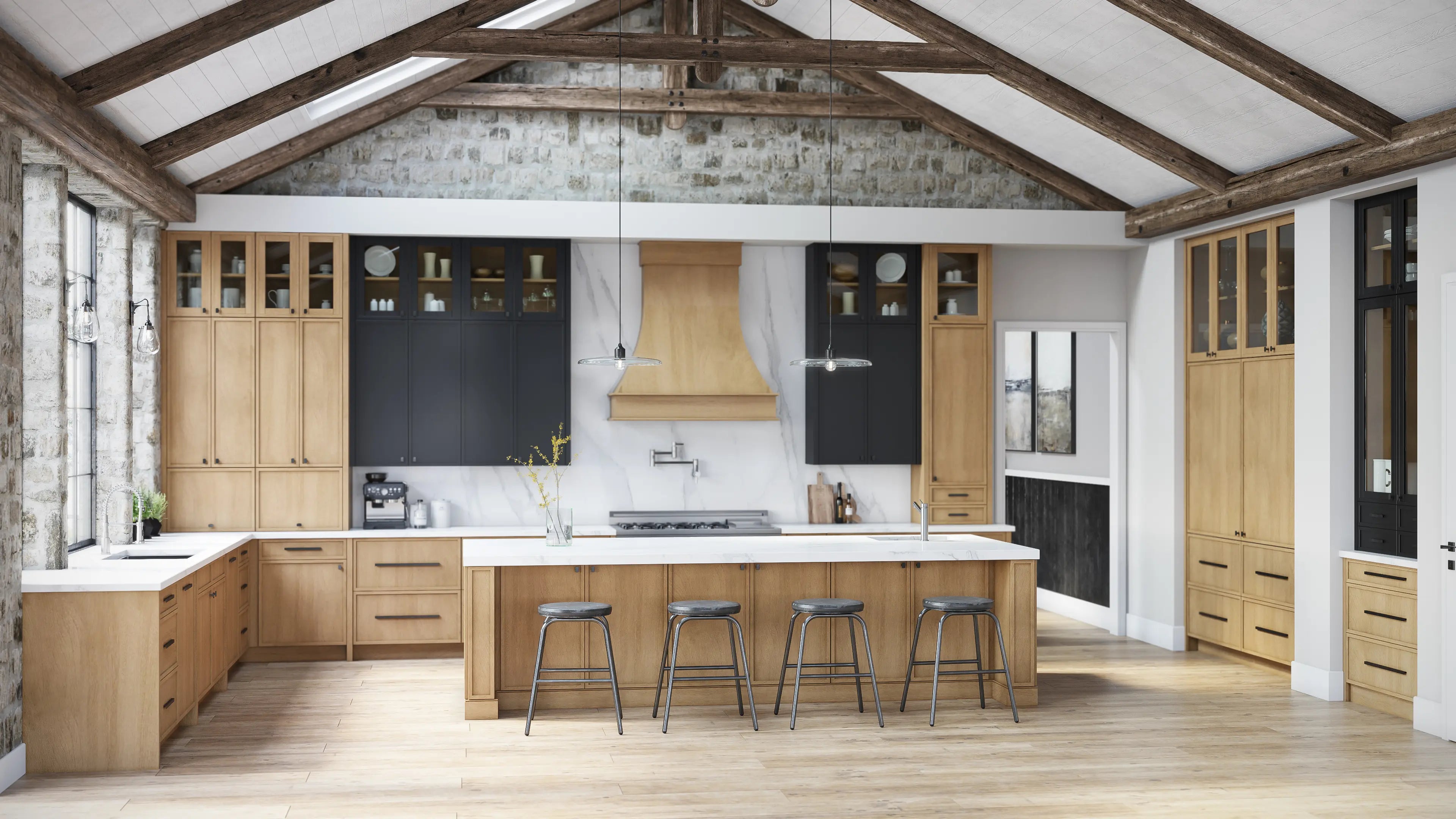 Modern kitchen featuring Allure Luna Timber Cabinets, showcasing a polished look with earthy finishes.