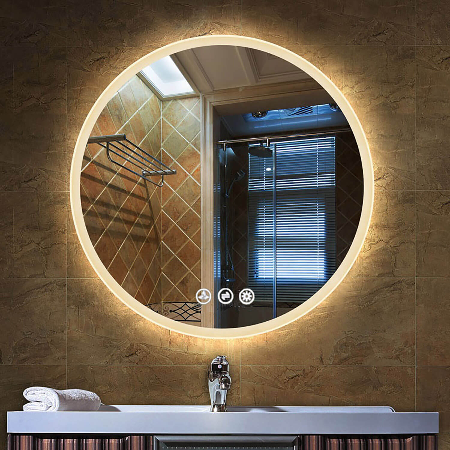 Orion 32″ Round LED Mirror with Frosted Side