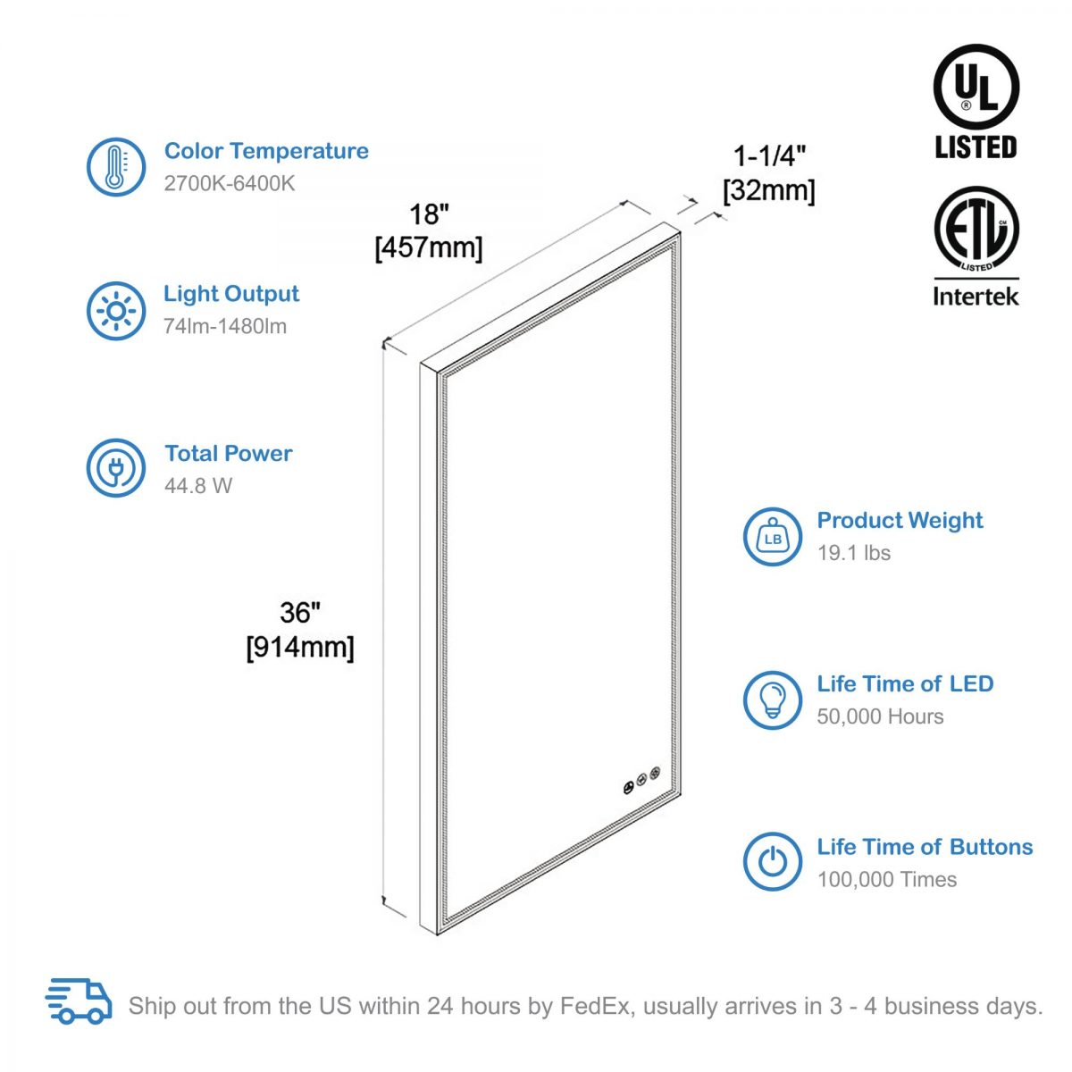 Stellar 18 Inch LED Mirror