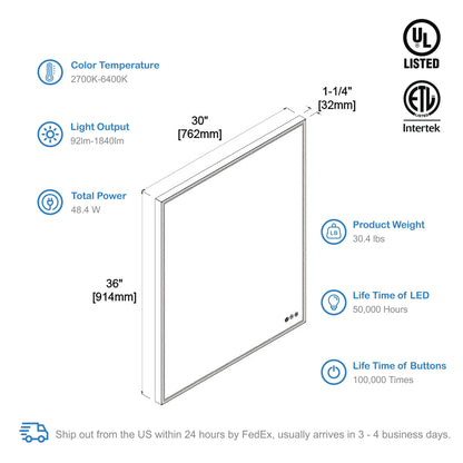 Stellar 30 Inch LED Mirror