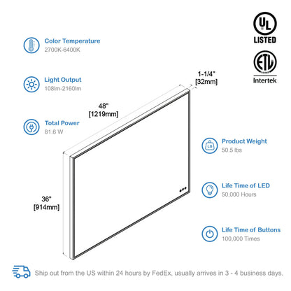 Stellar 48 Inch LED Mirror