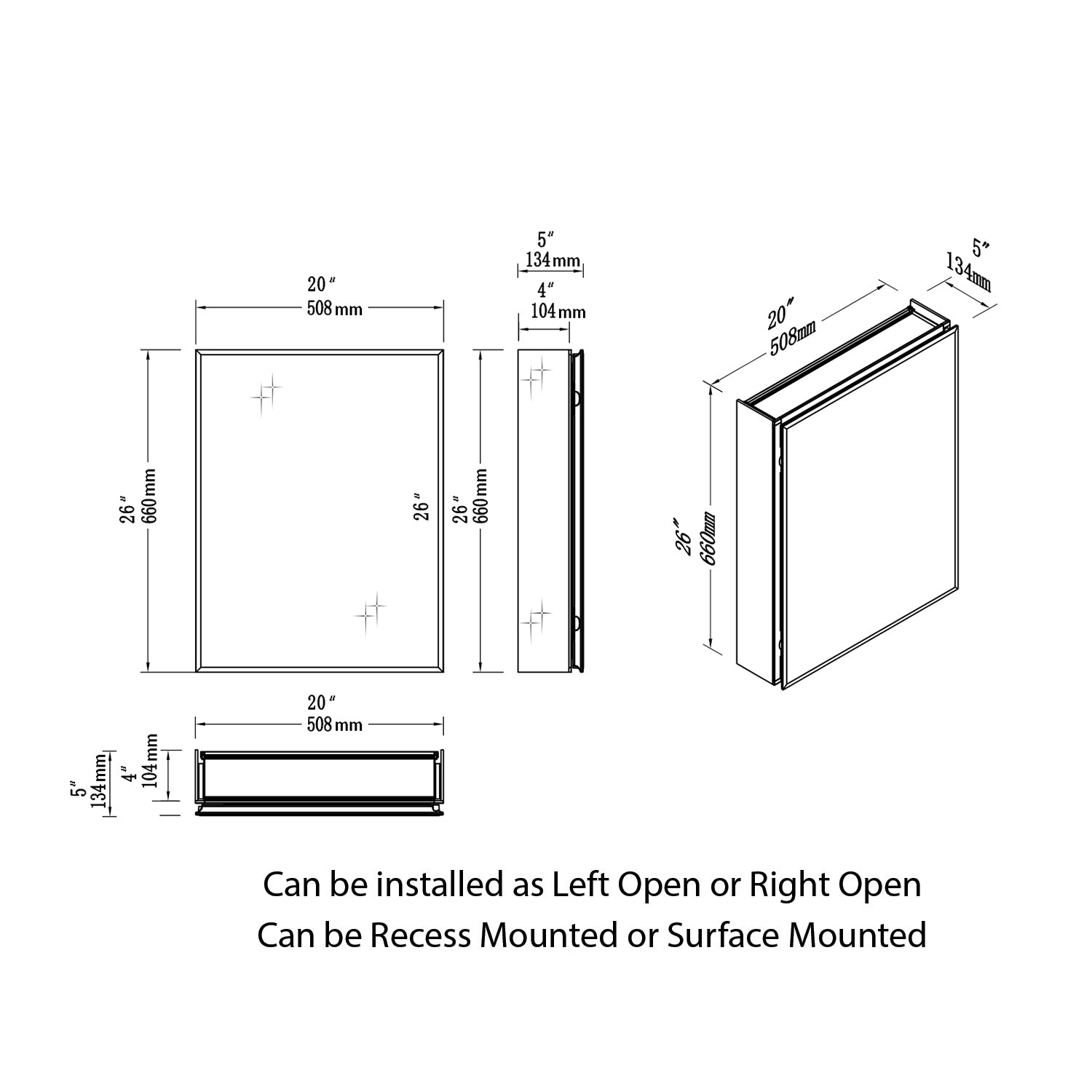 Aluminum Medicine Cabinet with Mirror – MC8 2026