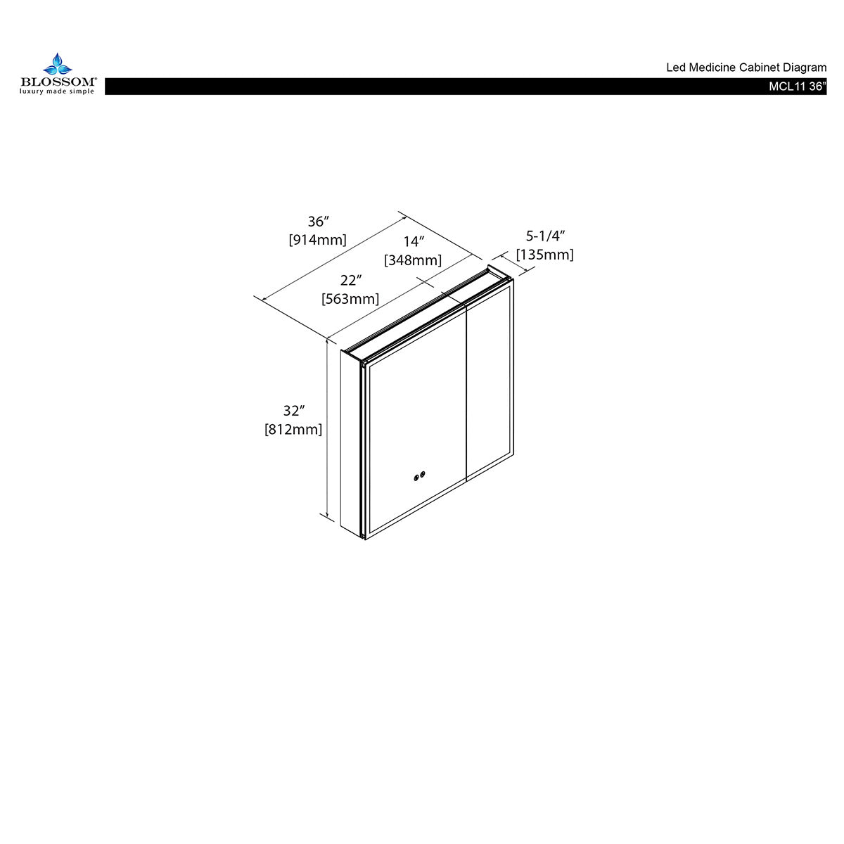 Capella – 36 Inch LED Medicine Cabinet