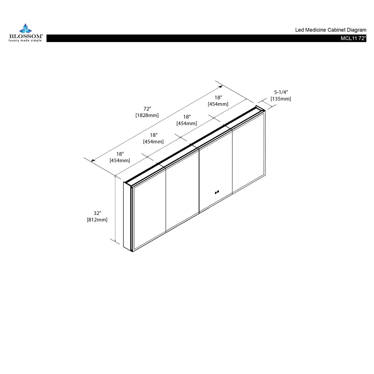 Capella – 72 Inch LED Medicine Cabinet