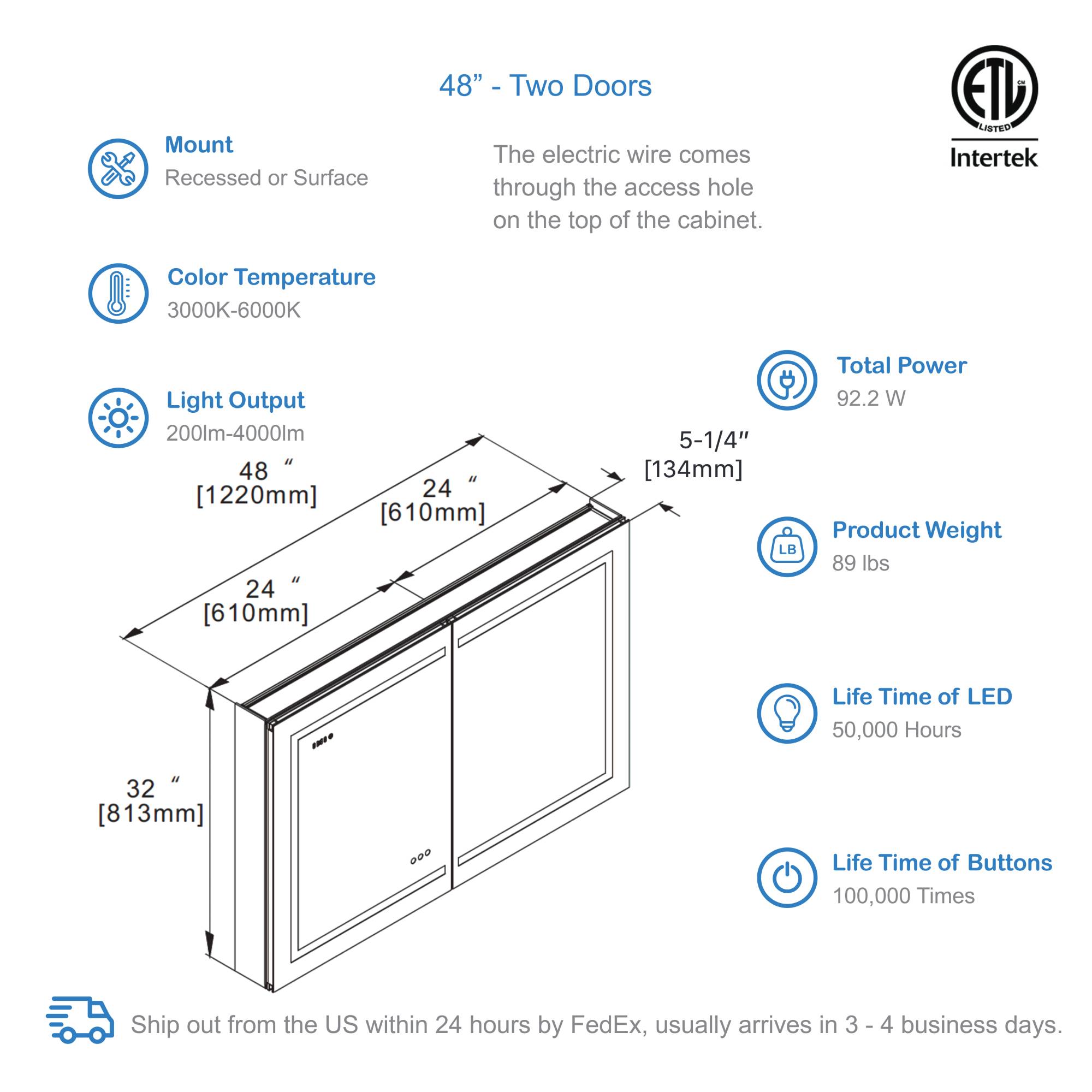 Asta – 48 Inches LED Medicine Cabinet