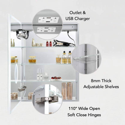 Sirius – 20 Inches LED Medicine Cabinet with Clock