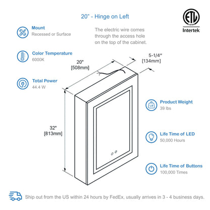 Vega – 20 Inches LED Medicine Cabinet