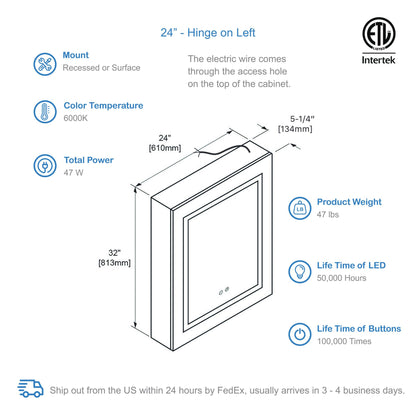 Vega – 24 Inches LED Medicine Cabinet