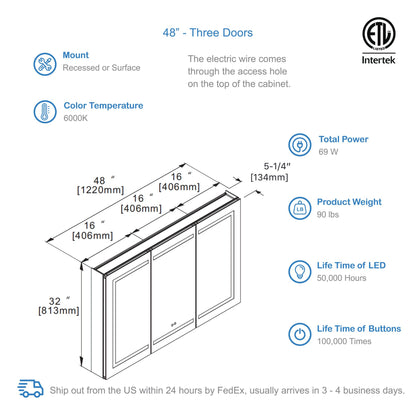 Vega – 48 Inches LED Medicine Cabinet