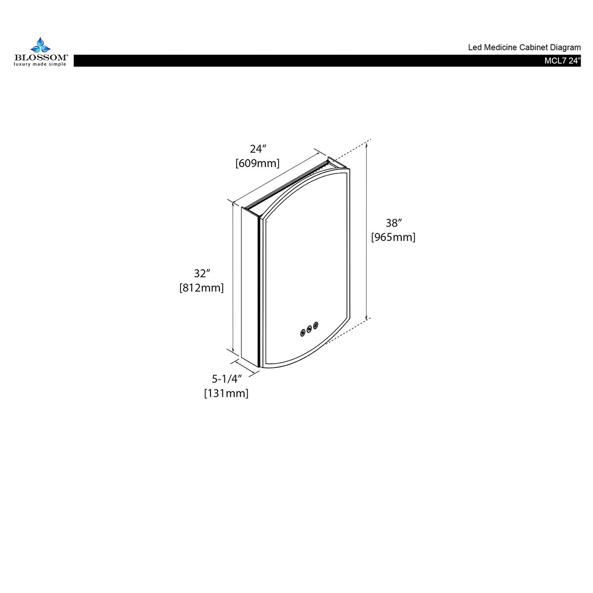 Castor – 24 Inch LED Medicine Cabinet