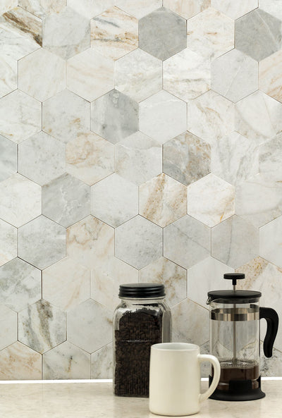 ARABESCATO VENATO 4" HEX PEEL AND STICK Wall Tile, Mosaic - Shop at Home Craft Studio - 5