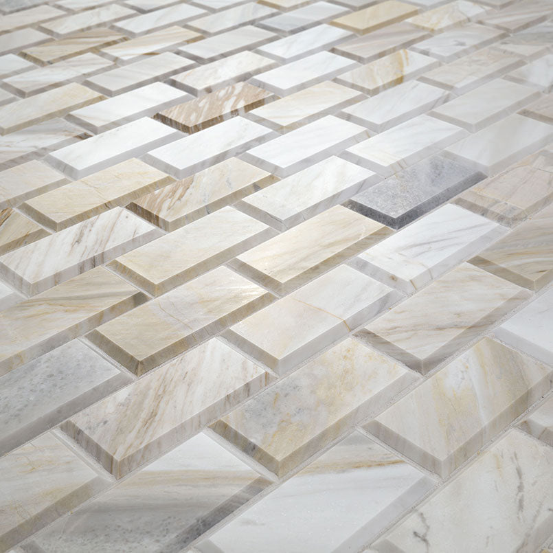 ATHENA GOLD 2X4 HONED AND BEVELED Floor or Wall Tile, Mosaic - Shop at Home Craft Studio - 2