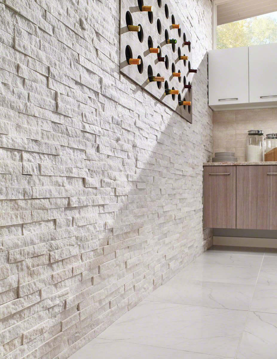 Arctic White Ledger Corner Stacked Stone Panels - Shop at Home Craft Studio - 5