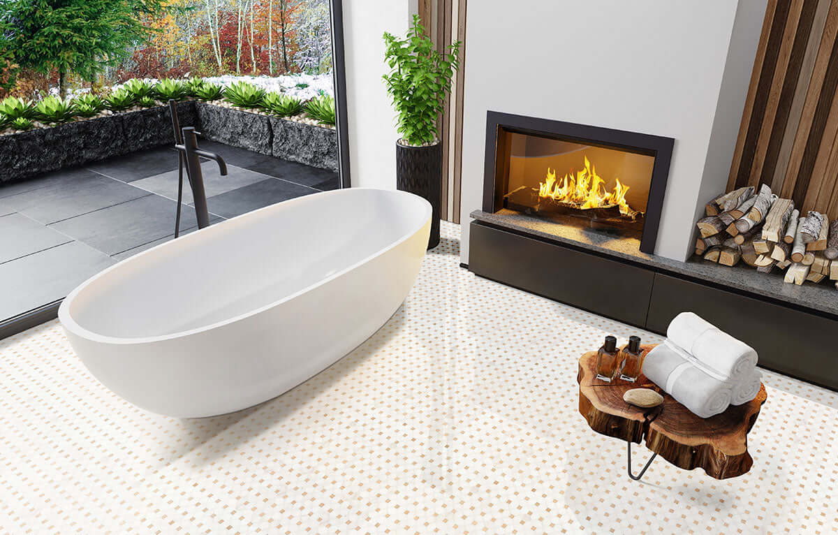 BIANCO DOLOMITE CREMA DOTTY MOSAIC Mosaic, Floor or Wall Tile - Shop at Home Craft Studio - 9