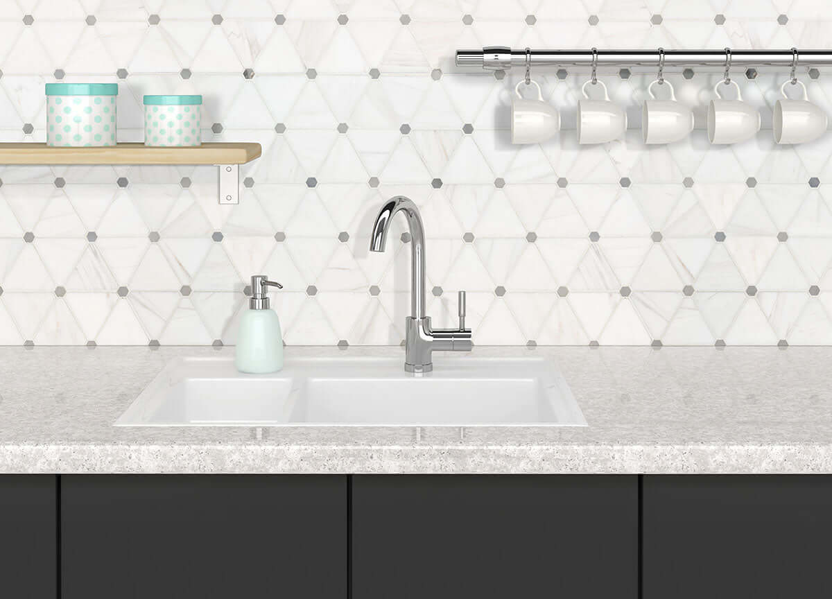 BIANCO DOLOMITE PINWHEEL MOSAIC Mosaic - Shop at Home Craft Studio - 7
