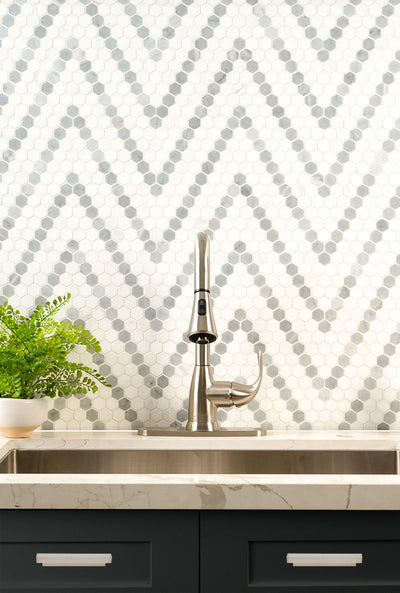 BIANCO DOLOMITE SAZI POLISHED Mosaic, Floor or Wall Tile - Shop at Home Craft Studio - 6