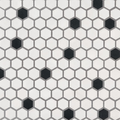 BLACK AND WHITE 1" HEXAGON MATTE Mosaic, Floor or Wall Tile - Shop at Home Craft Studio - 1