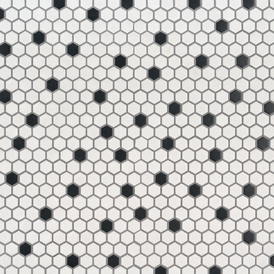 BLACK AND WHITE 1" HEXAGON MATTE Mosaic, Floor or Wall Tile - Shop at Home Craft Studio - 2