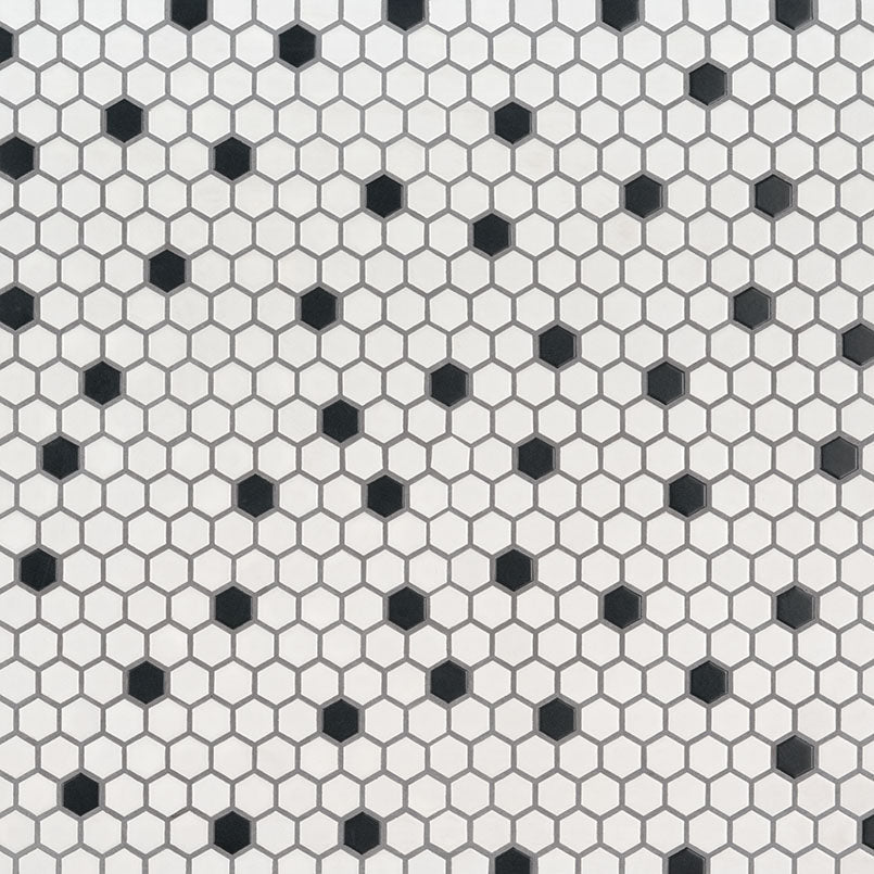 BLACK AND WHITE 1" HEXAGON MATTE Mosaic, Floor or Wall Tile - Shop at Home Craft Studio - 2