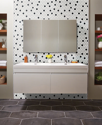 BLACK AND WHITE 1" HEXAGON MATTE Mosaic, Floor or Wall Tile - Shop at Home Craft Studio - 4