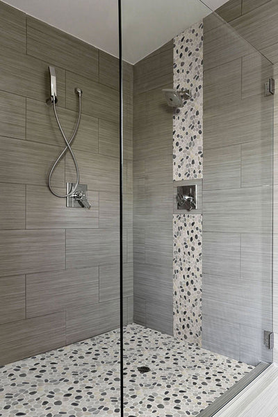 BLACK AND WHITE PEBBLES MESH BACKED Mosaic, Floor or Wall Tile - Shop at Home Craft Studio - 4