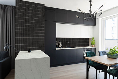 BLACK MATTE 1X6 STACK PATTERN Mosaic, Floor or Wall Tile - Shop at Home Craft Studio - 8