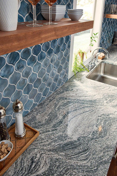 BLUE SHIMMER ARABESQUE Wall Tile, Mosaic - Shop at Home Craft Studio - 4