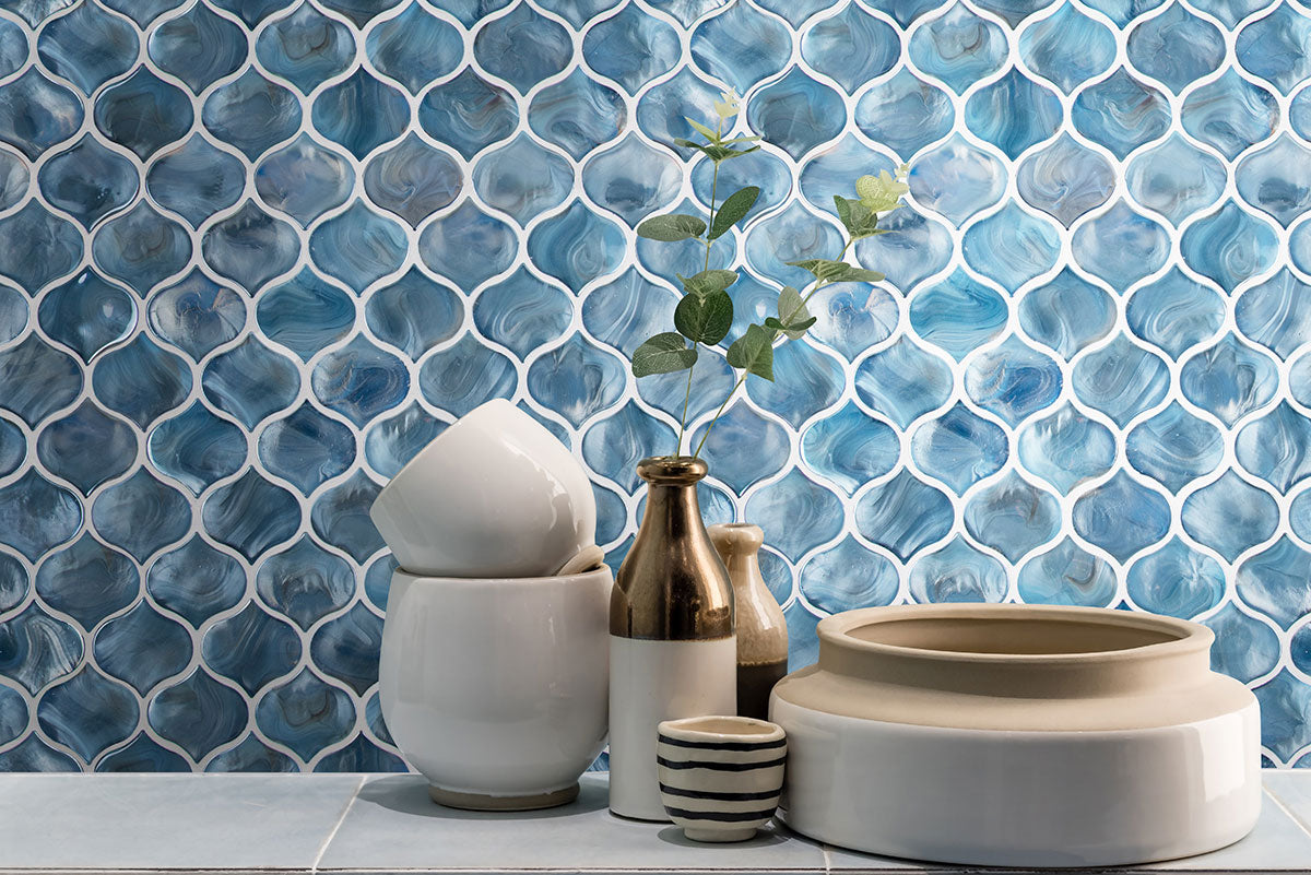 BLUE SHIMMER ARABESQUE Wall Tile, Mosaic - Shop at Home Craft Studio - 5