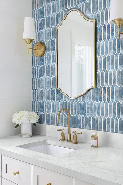 BLUE SHIMMER PICKET Glass Tile - Shop at Home Craft Studio - 5