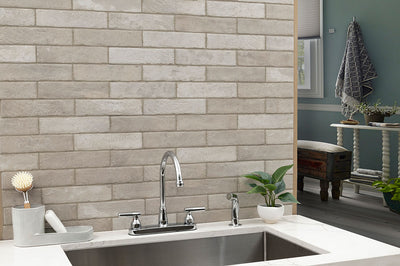 BRICKSTONE IVORY BRICK 2X10 Floor or Wall Tile - Shop at Home Craft Studio - 15