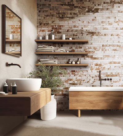 BRICKSTONE RUSTIQUE WHITE BRICK 2X18 MATTE Floor or Wall Tile - Shop at Home Craft Studio - 8