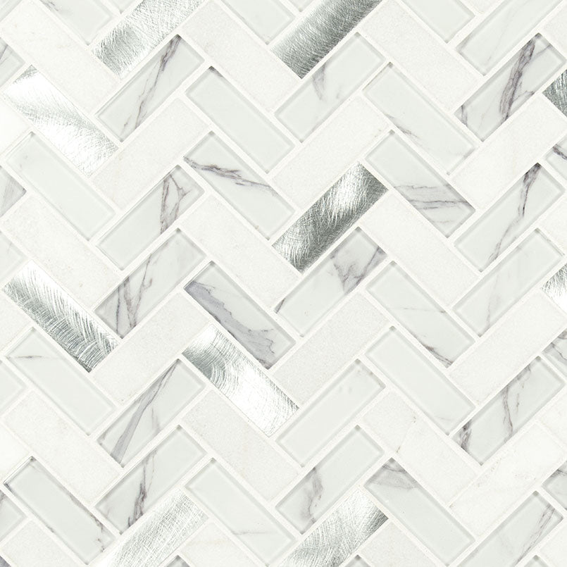 BYTLE BIANCO HERRINGBONE Mosaic, Wall Tile - Shop at Home Craft Studio - 1