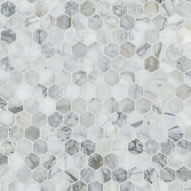 CALACATTA CRESSA HEX MOSAIC Mosaic, Floor or Wall Tile - Shop at Home Craft Studio - 3
