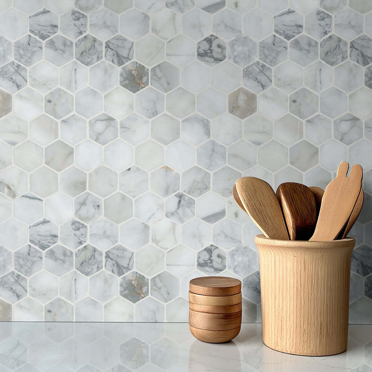 CALACATTA CRESSA HEX MOSAIC Mosaic, Floor or Wall Tile - Shop at Home Craft Studio - 8