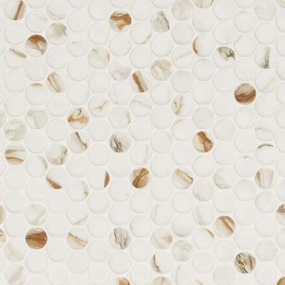 CALACATTA GOLD MATTE ROUND Mosaic - Shop at Home Craft Studio - 1