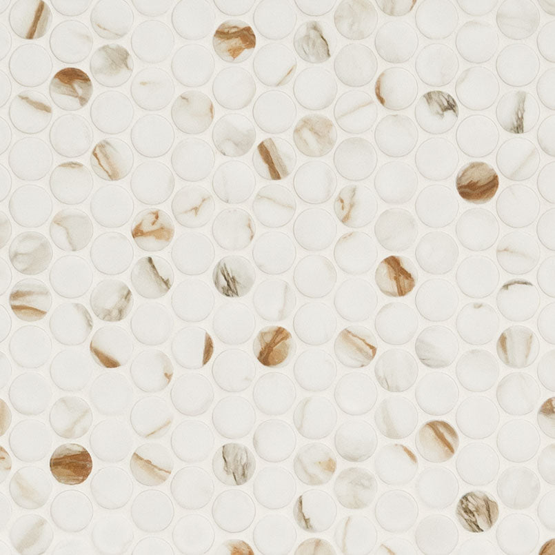 CALACATTA GOLD MATTE ROUND Mosaic - Shop at Home Craft Studio - 1