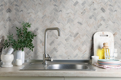 CAPRI BLUE 1X2 HERRINGBONE HONED Floor or Wall Tile, Mosaic - Shop at Home Craft Studio - 6