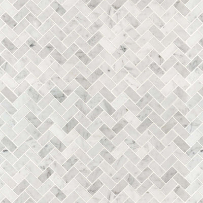 CARRARA WHITE 1X2 HERRINGBONE HONED Floor or Wall Tile, Mosaic - Shop at Home Craft Studio - 2