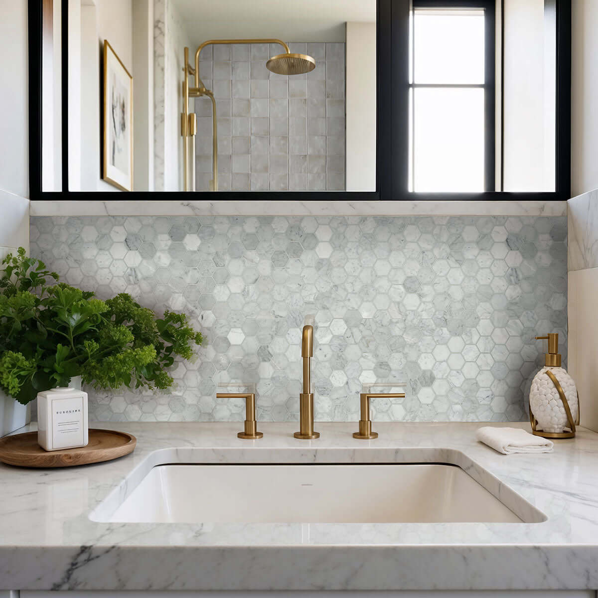 CARRARA WHITE 2" HEXAGON HONED Mosaic, Floor or Wall Tile - Shop at Home Craft Studio - 3