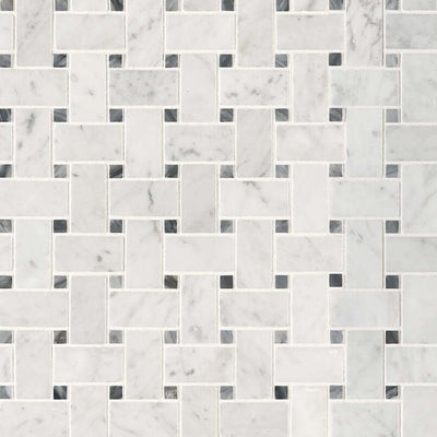 CARRARA WHITE BASKETWEAVE HONED Mosaic - Shop at Home Craft Studio - 1