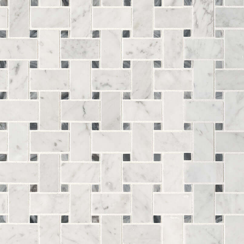 CARRARA WHITE BASKETWEAVE HONED Mosaic - Shop at Home Craft Studio - 1