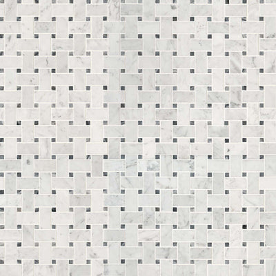 CARRARA WHITE BASKETWEAVE HONED Mosaic - Shop at Home Craft Studio - 2
