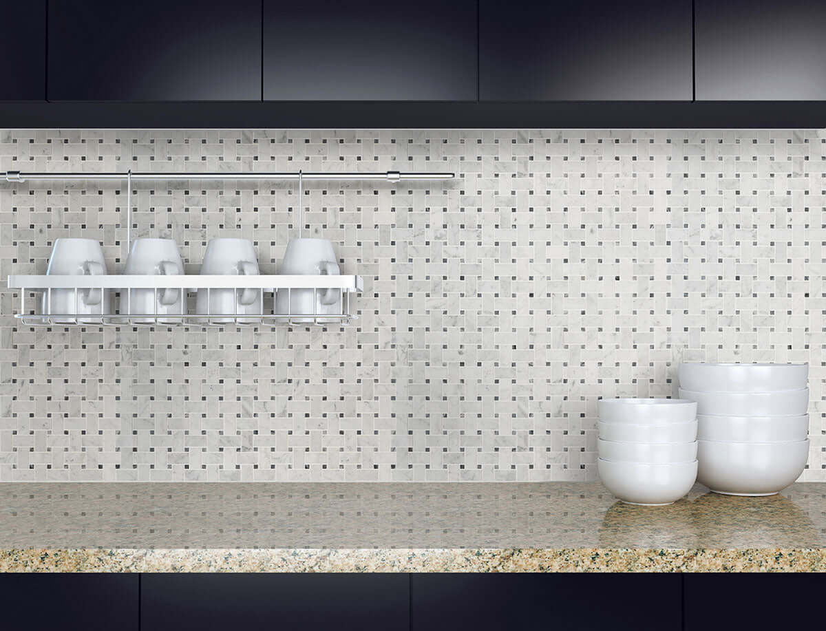 CARRARA WHITE BASKETWEAVE HONED Mosaic - Shop at Home Craft Studio - 3