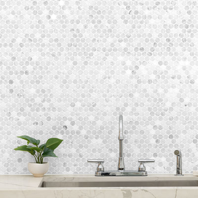 CARRARA WHITE ROUND PATTERN HONED Mosaic, Floor or Wall Tile - Shop at Home Craft Studio - 6