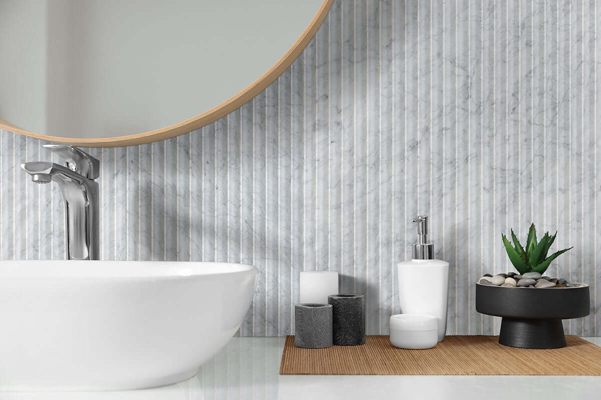 CARRARA WHITE VALENTINO FLUTO 12X24 HON Floor or Wall Tile - Shop at Home Craft Studio - 5
