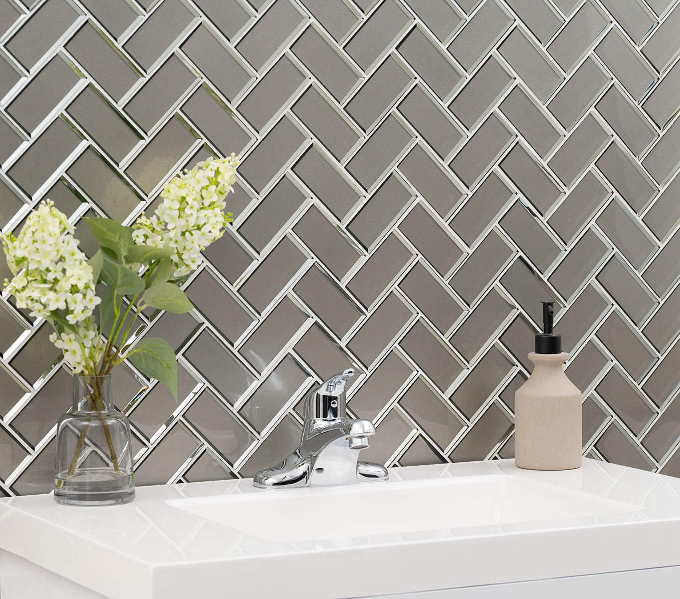 CHAMPAGNE BEVEL HERRINGBONE Wall Tile - Shop at Home Craft Studio - 6